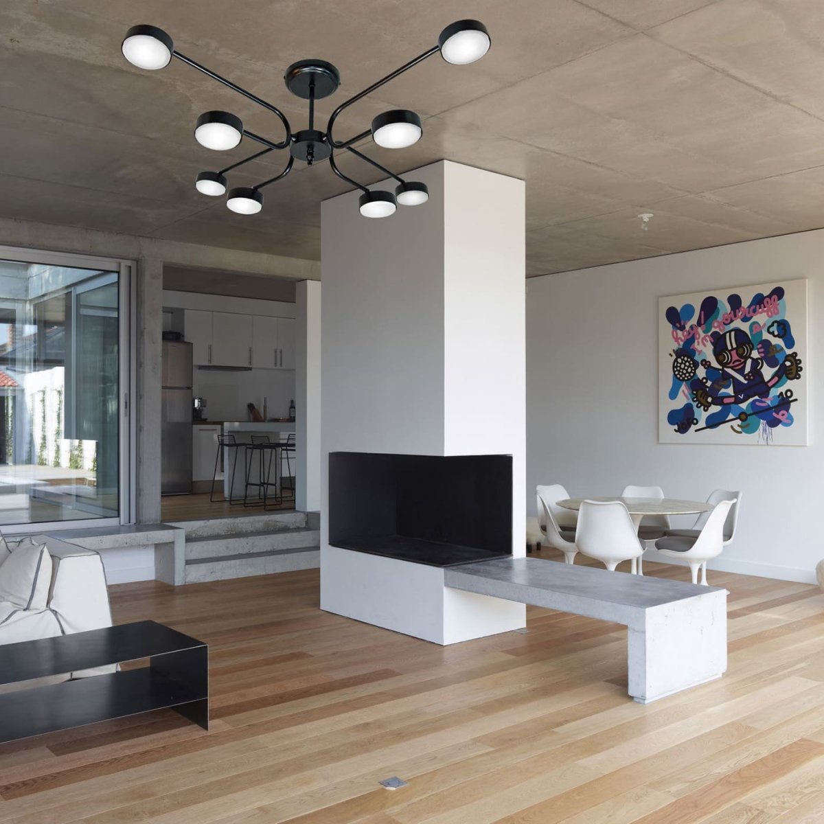 Бетонный потолок в интерьере