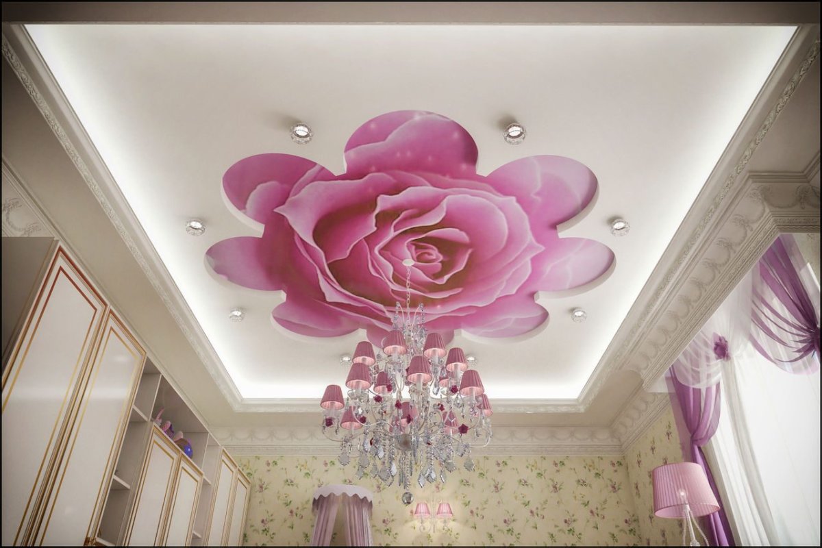 Натяжные потолки с рисунком