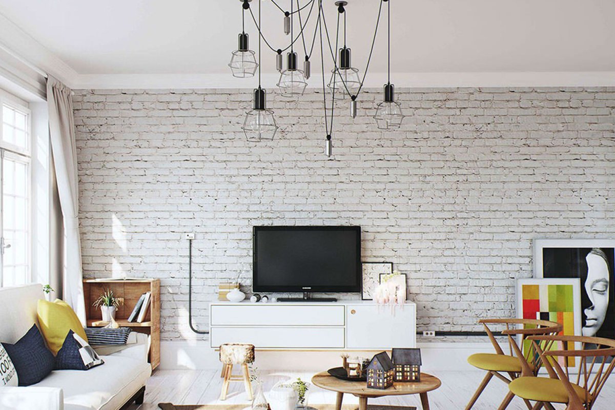 Белый крашеный кирпич