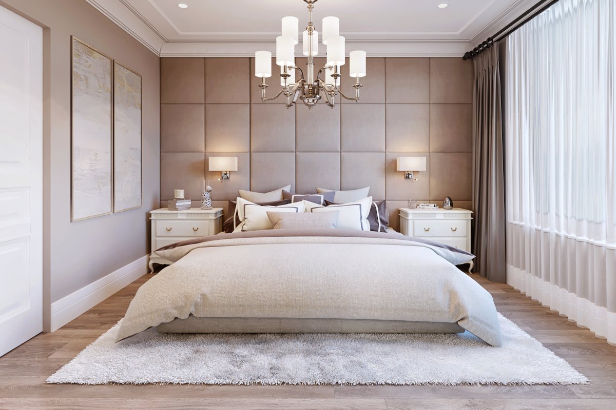 Бежевая спальня в современном стиле