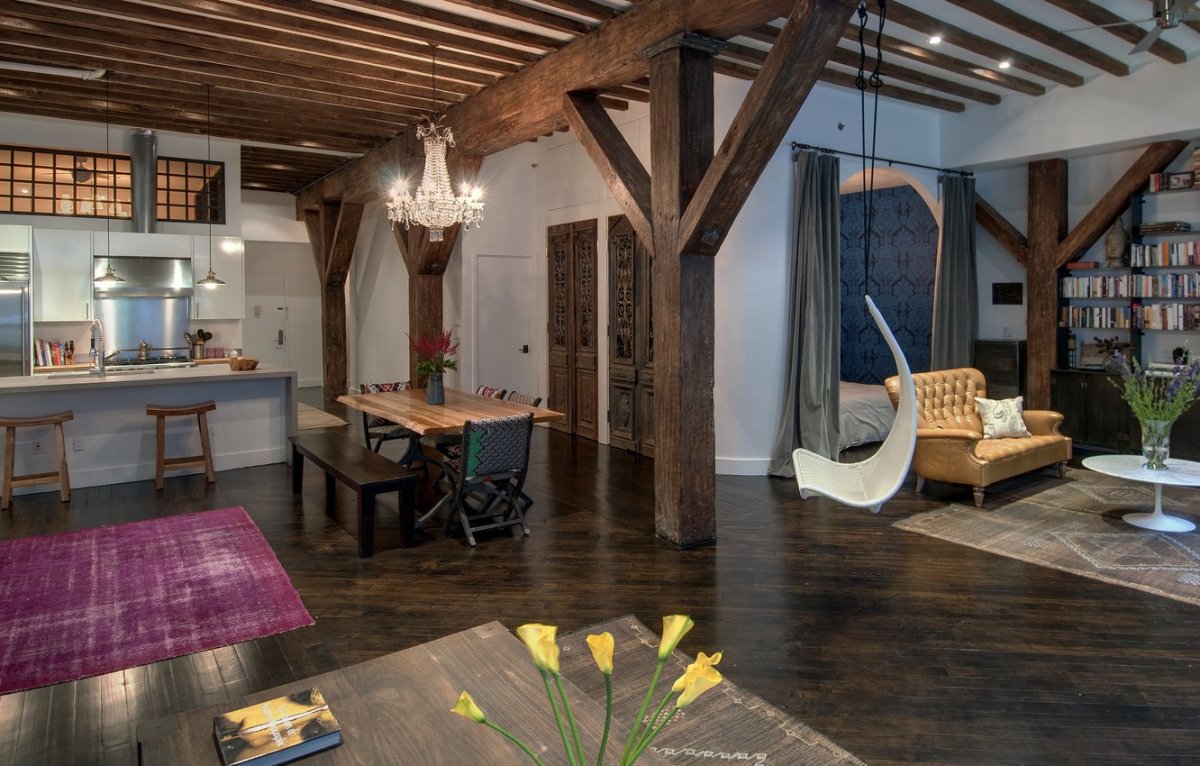 Фальшбалки в интерьере лофт