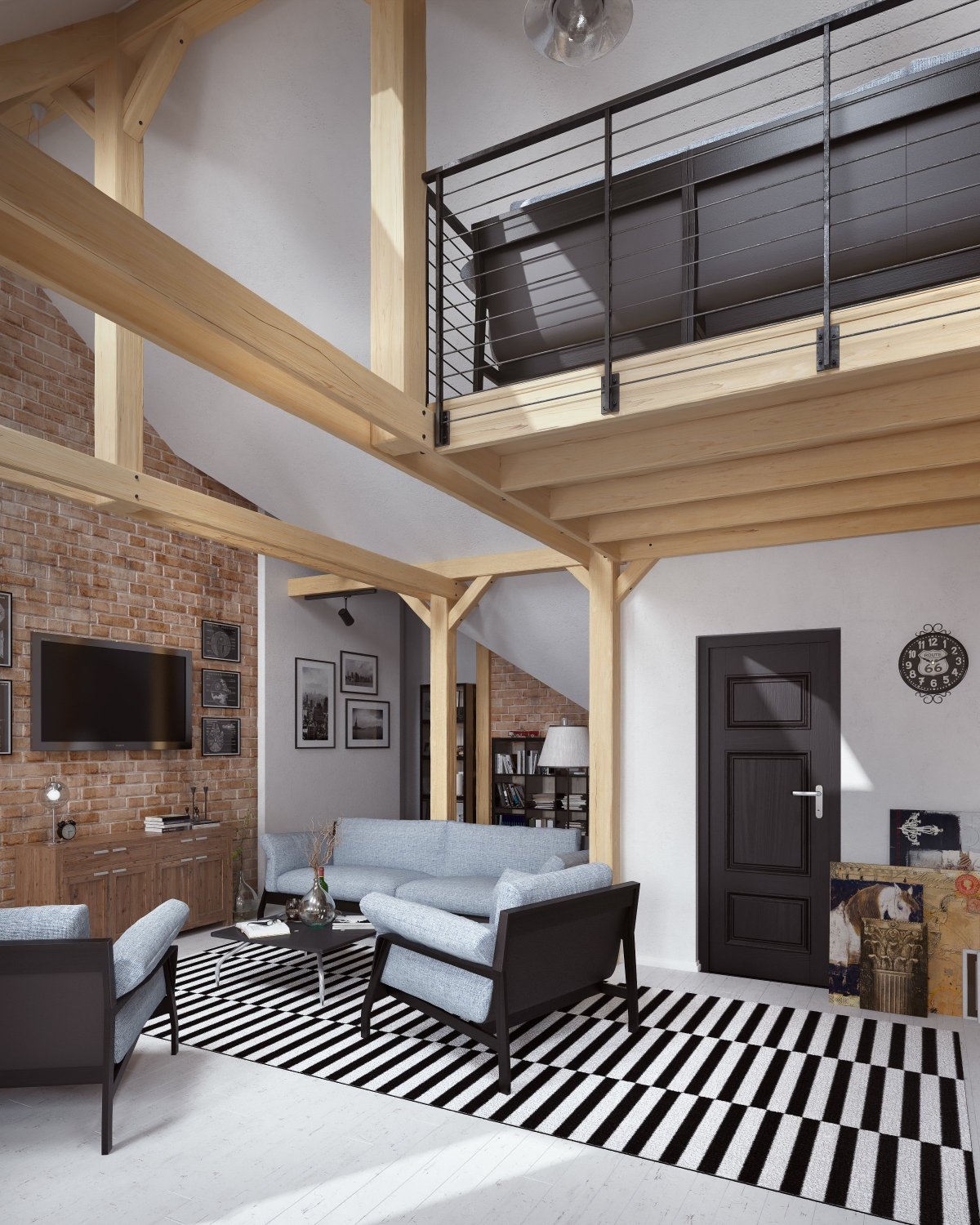 Лофт в деревянном доме