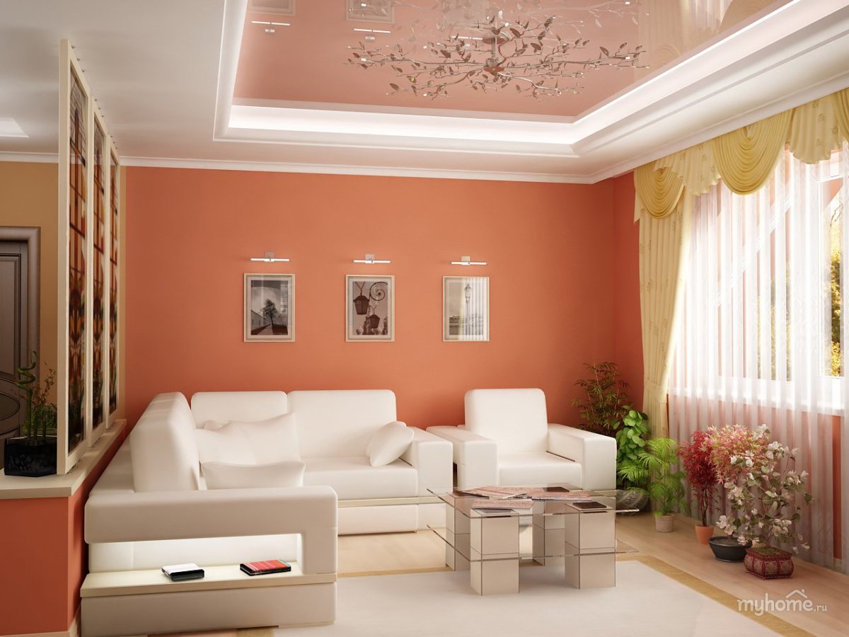 Гостиная в персиковых тонах