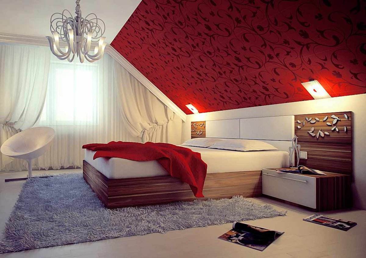 Спальня со скошенным потолком