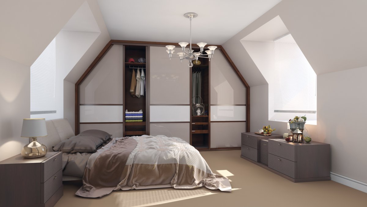 Отделка мансардной спальни