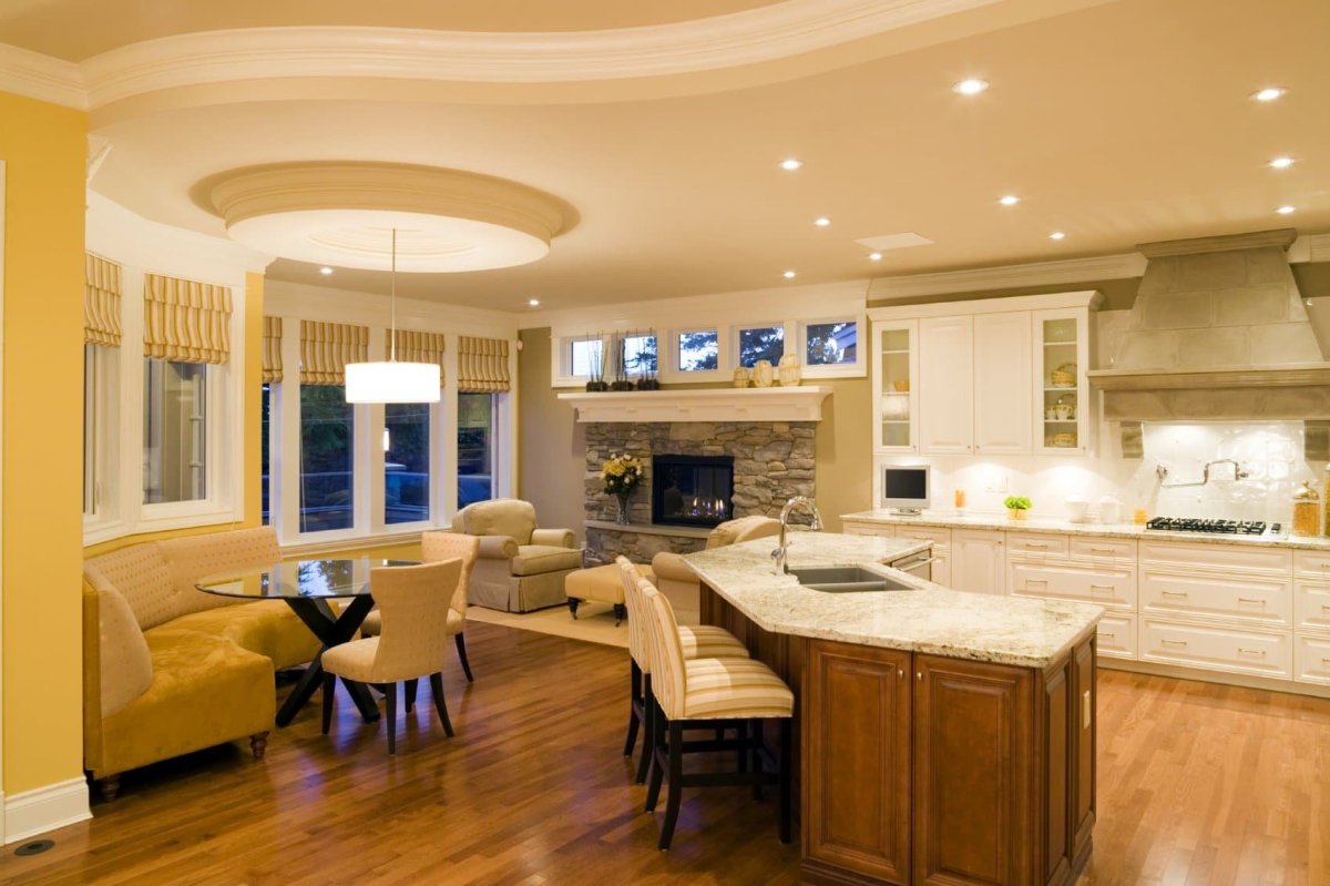 Многоуровневый потолок на кухне