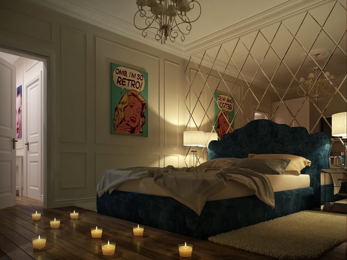 Зеркальная стена в спальне