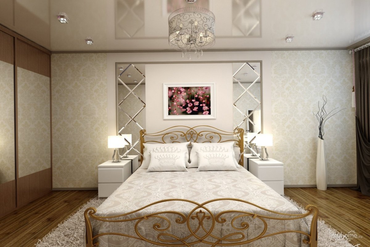 Спальня 12 кв.м с кованной кроватью