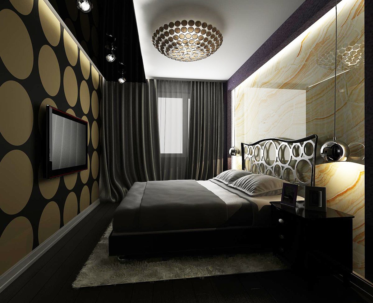 Обои к чёрному потолку в комнату какие подойдут