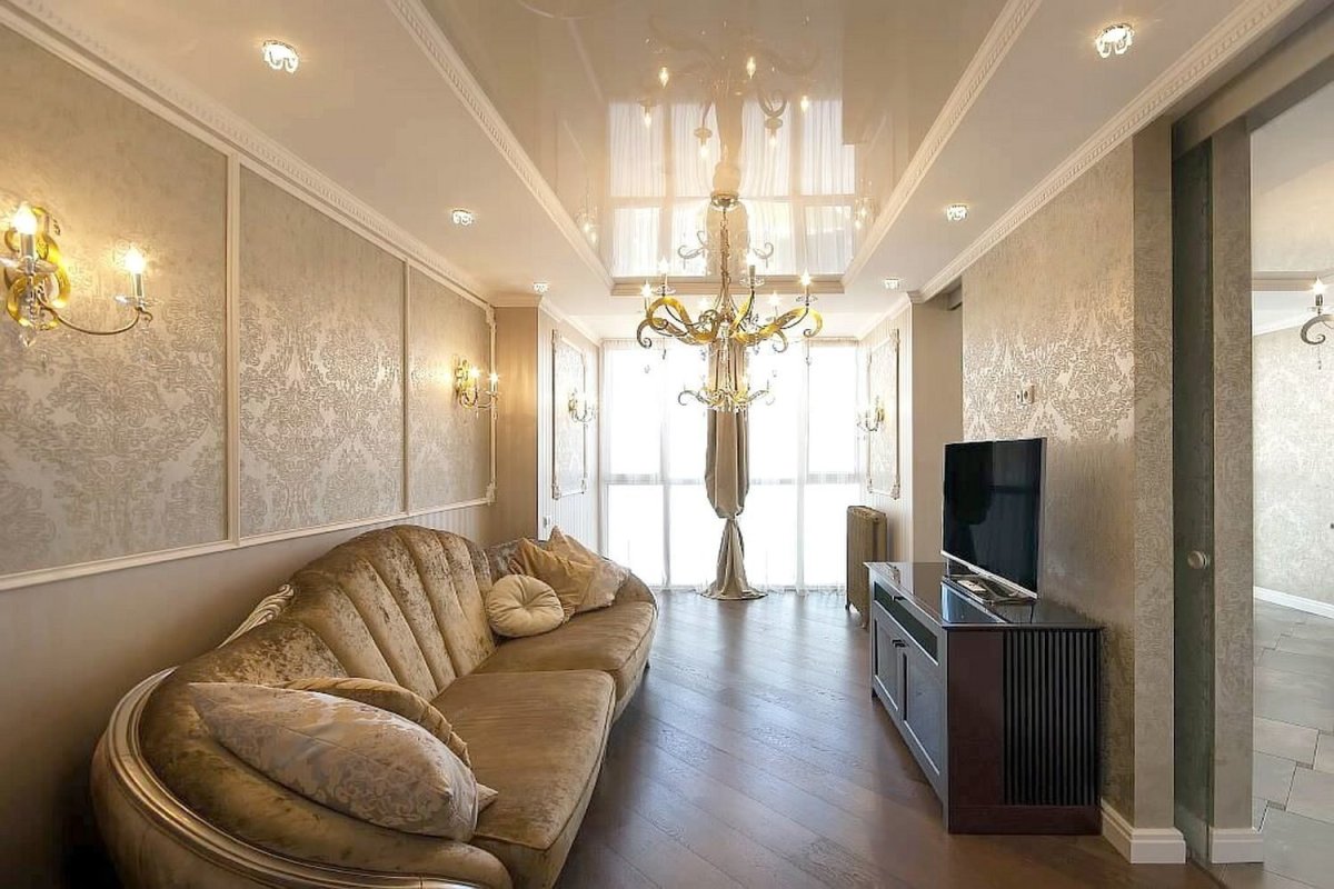 Элитные потолки в гостиной