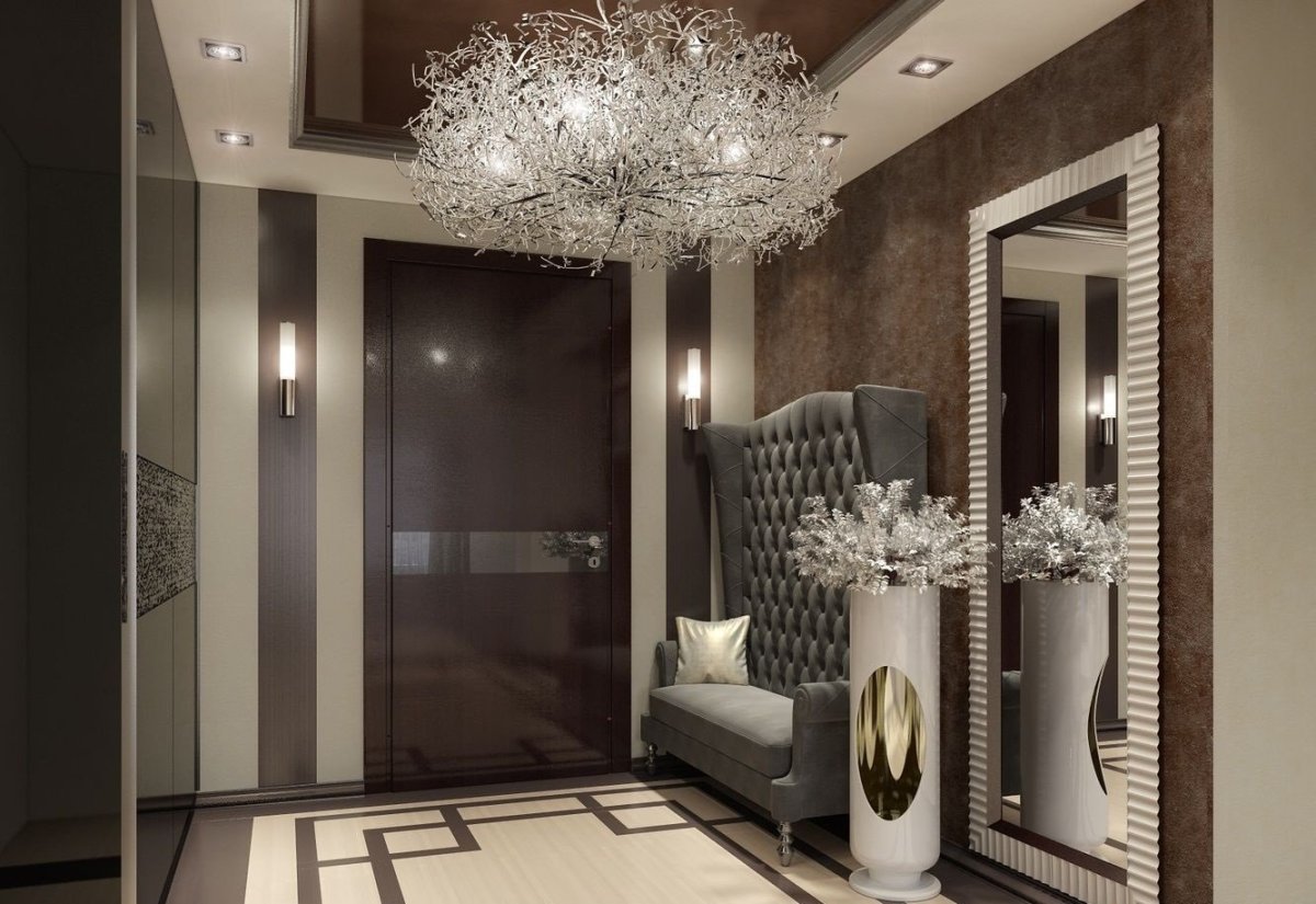 Зеркальная плитка в интерьере коридора