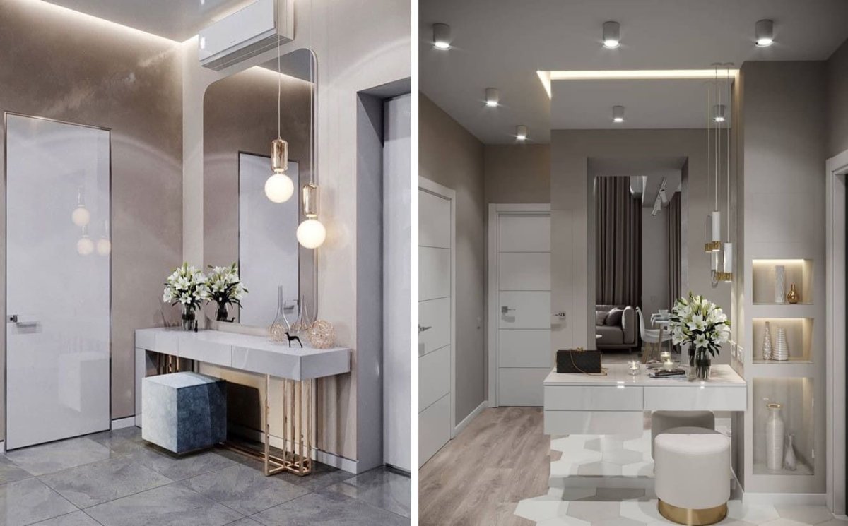 Зеркальный потолок в коридоре