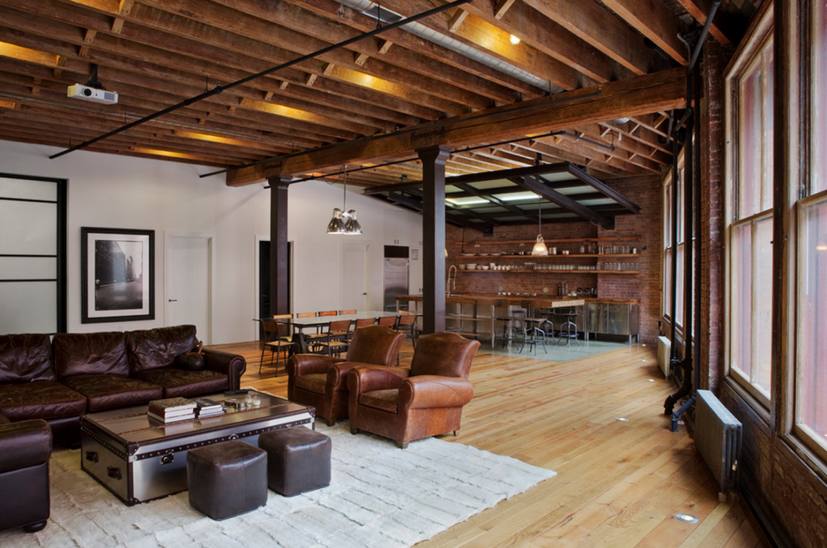 Натяжной потолок под бетон лофт