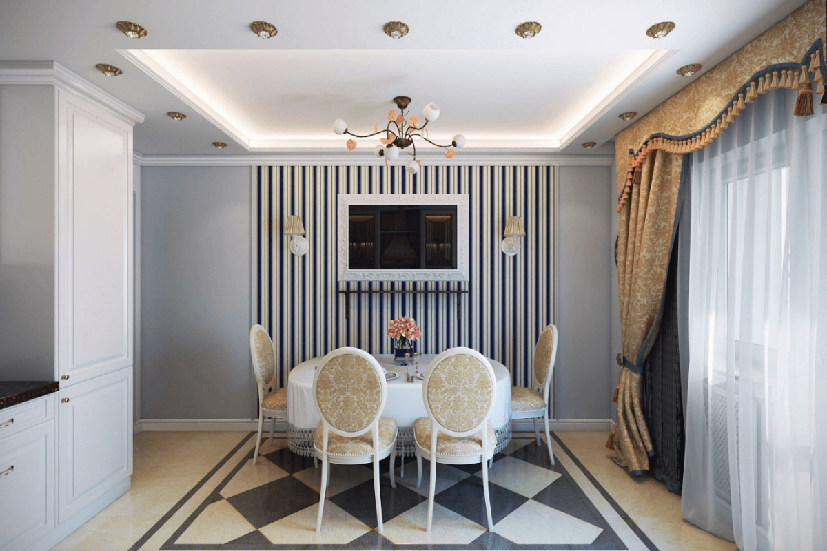 Кухня с зеркальными фасадами