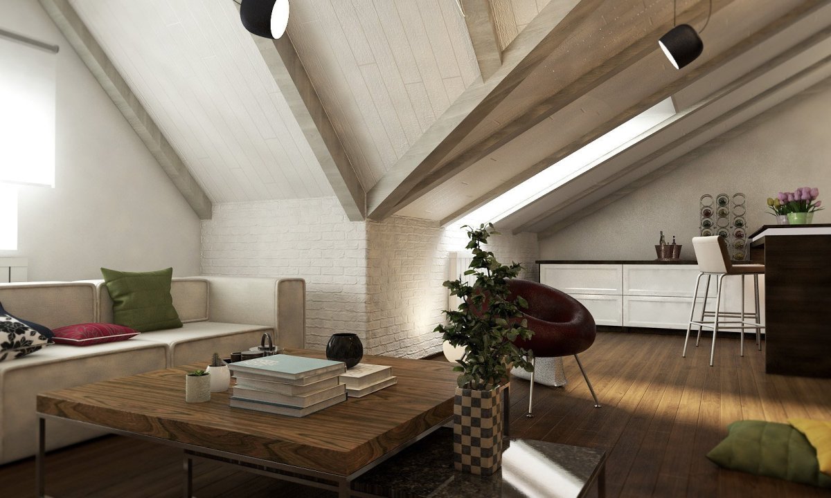 Оригинальный интерьер мансарды