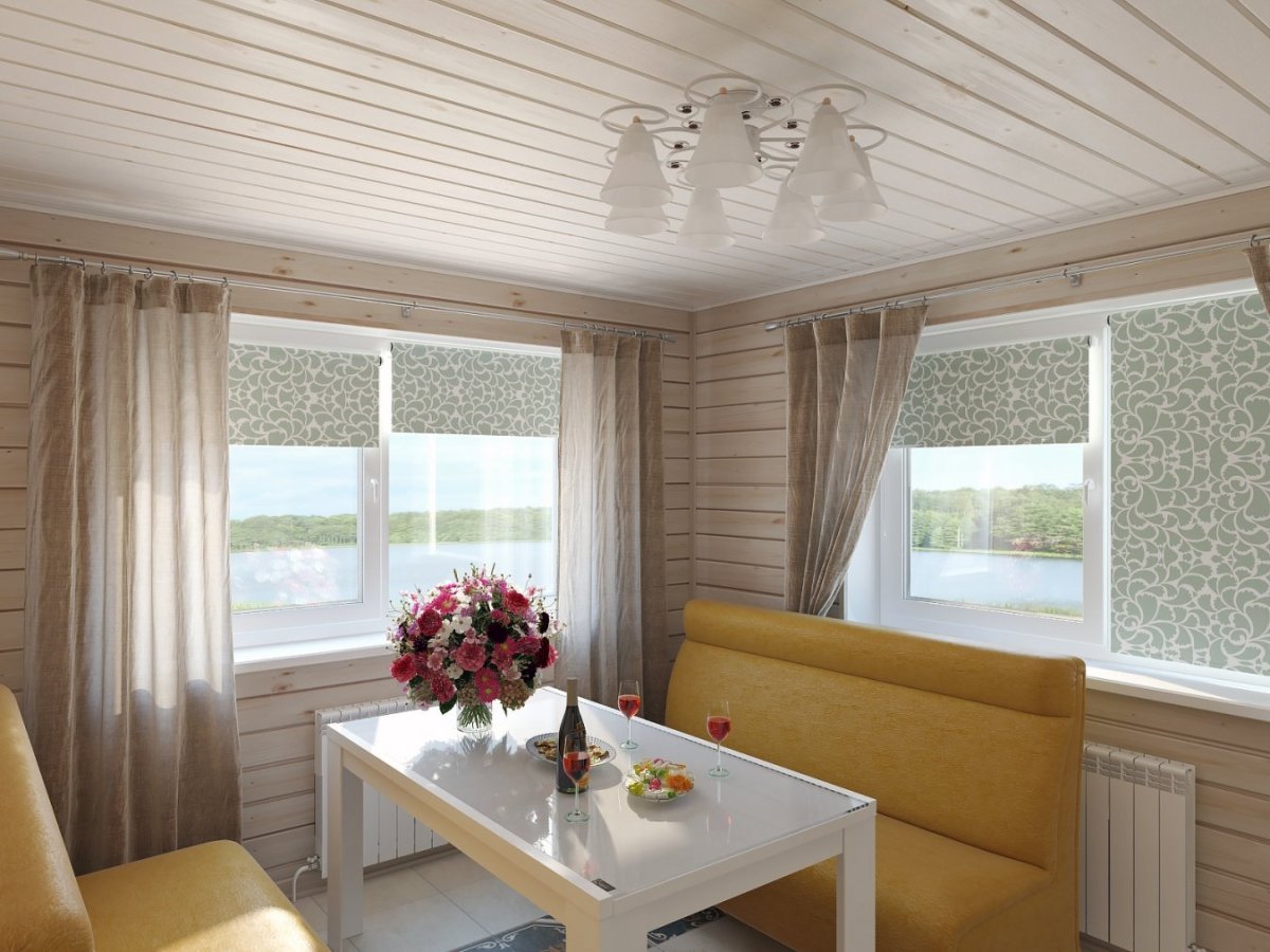 Отделка потолка в деревянном доме