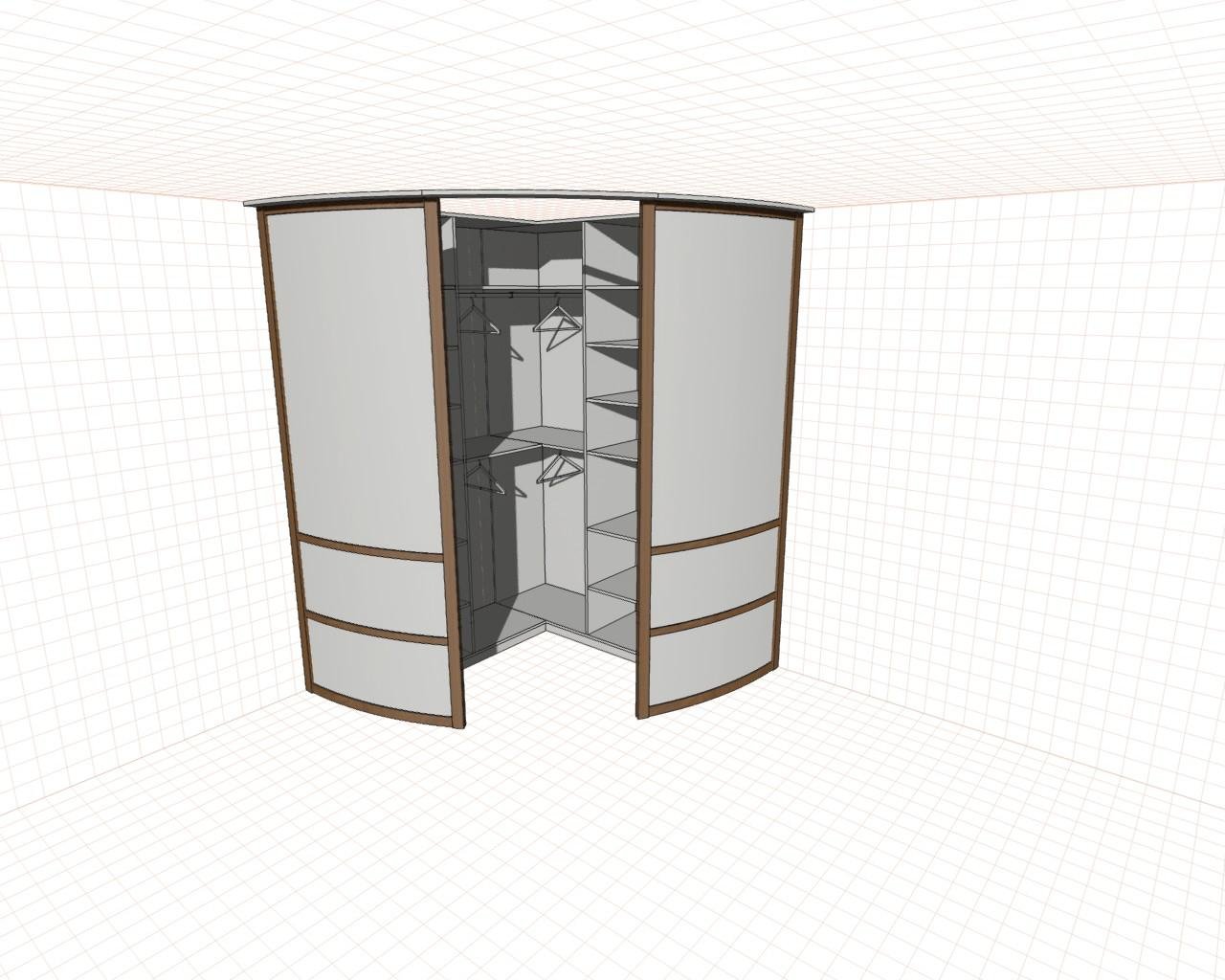 угловой радиусный шкаф купе 60х60