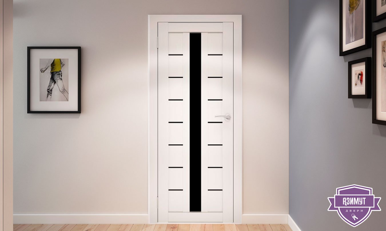 белые межкомнатные двери с черным стеклом в интерьере