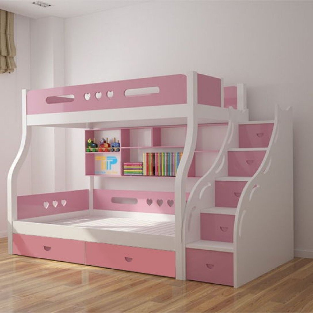 детская двухъярусная кровать для девочек в маленькую комнату