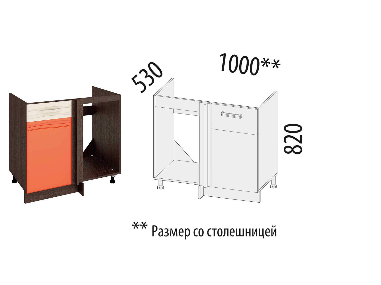 Стандартные размеры углового шкафа под мойку