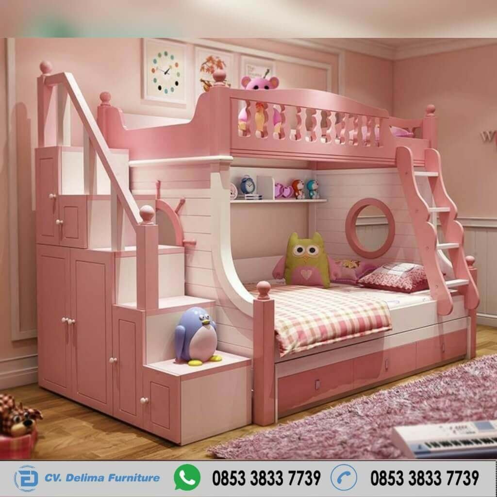 детская для девочек с двухъярусной кроватью со шкафом