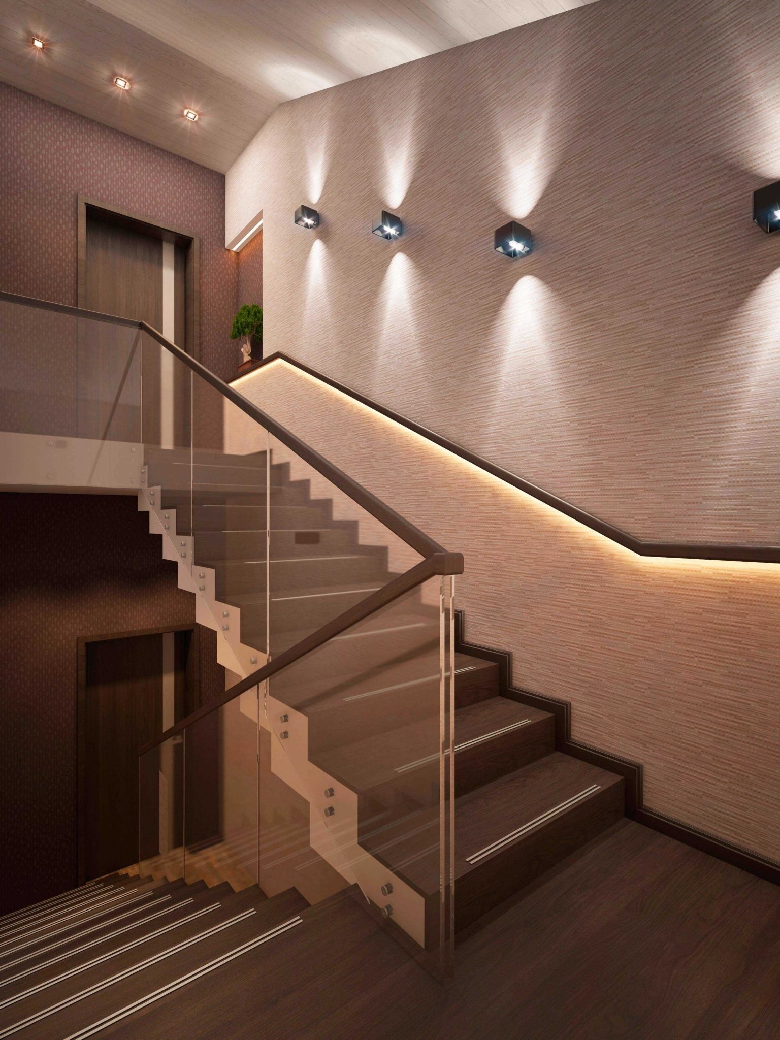светильники на лестнице фото