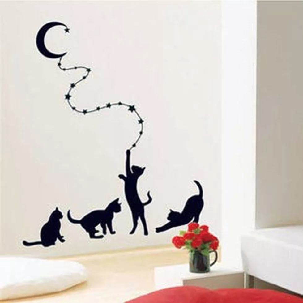 Трафареты кошек для декора стен