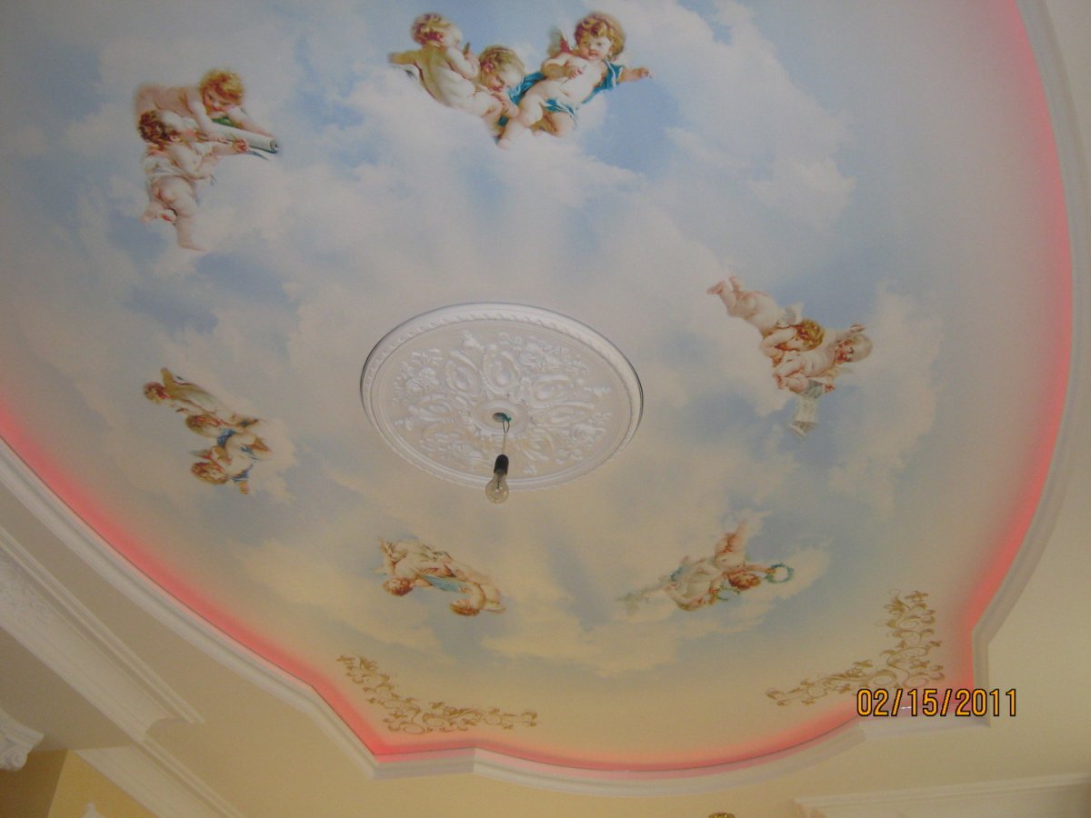 Натяжные потолки с ангелами