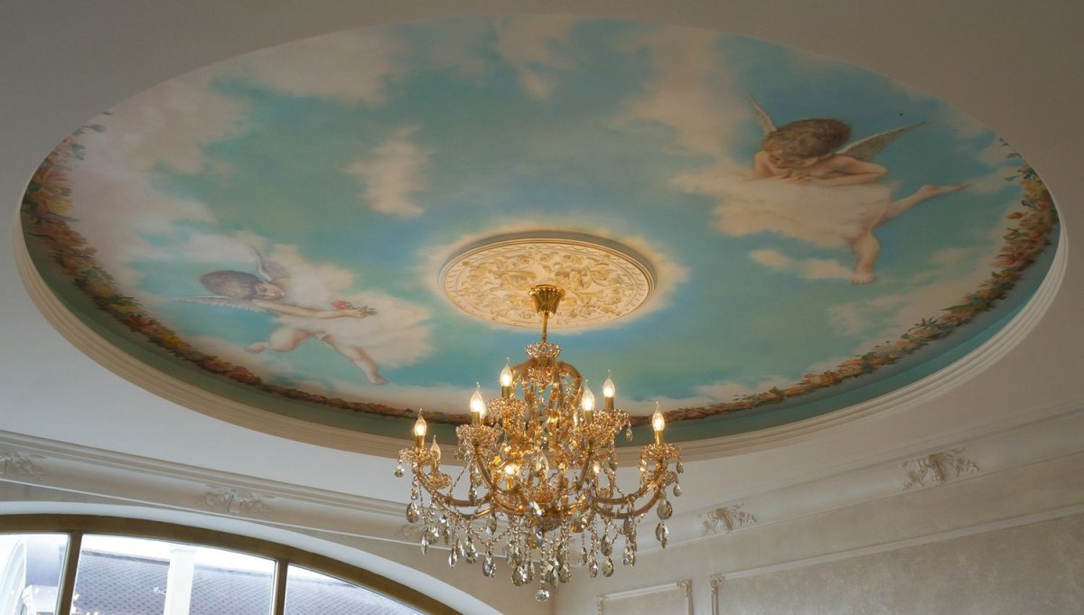 Фреска на потолке в интерьере