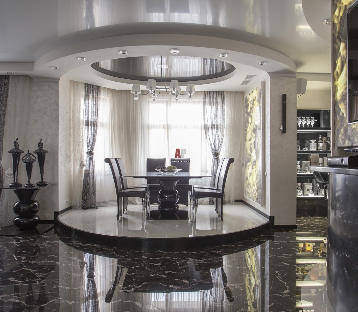 Натяжной потолок мрамор глянцевый