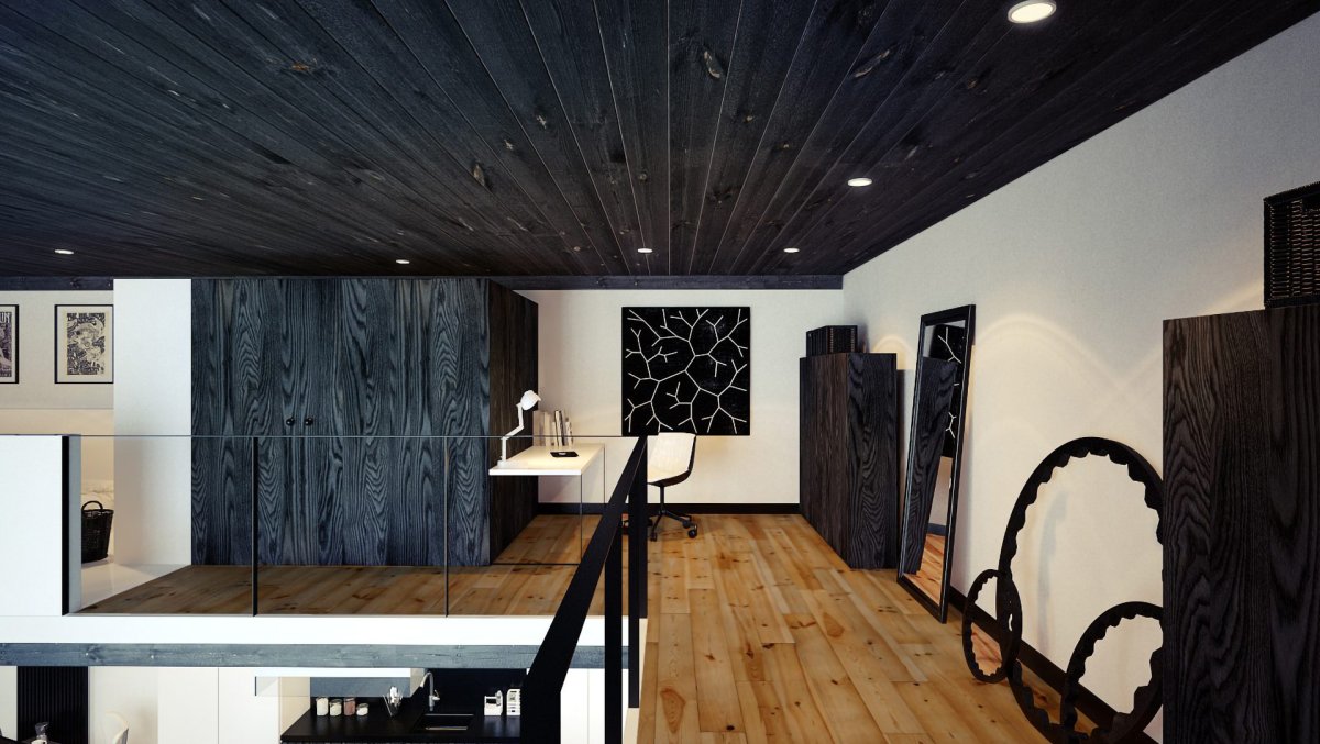 Потолок с черной полосой