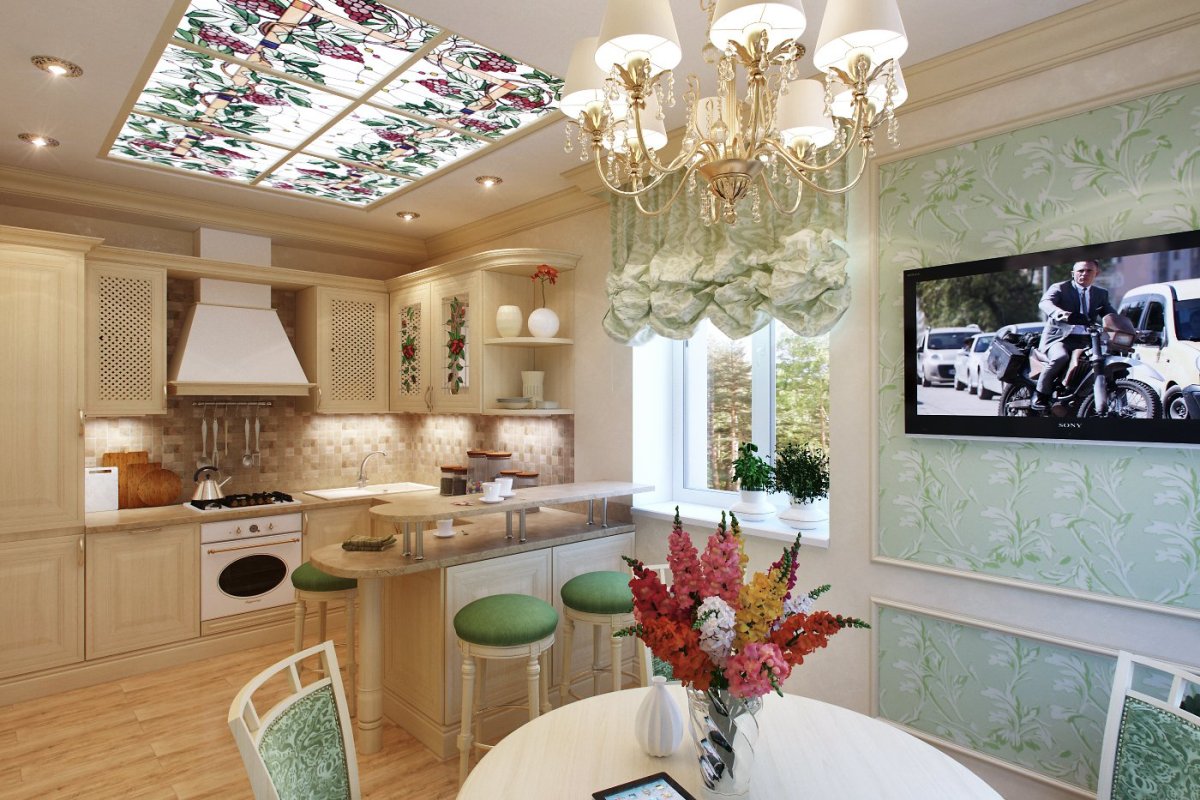 Расцветка обоев для кухни
