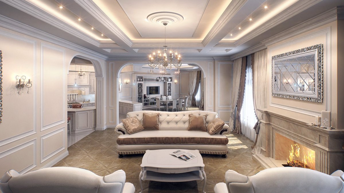 Натяжные потолки в стиле классика