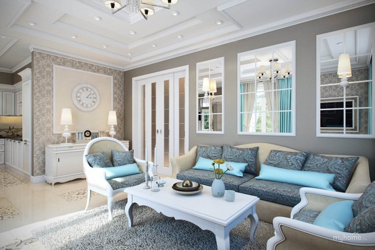 Спальня 14 кв м Неоклассика