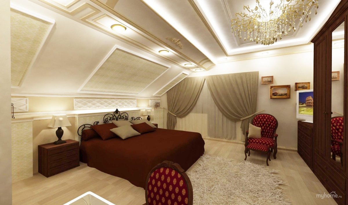 Классический интерьер в мансарде