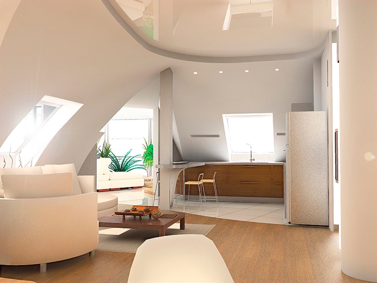 Гипсокартонный потолок на мансарде