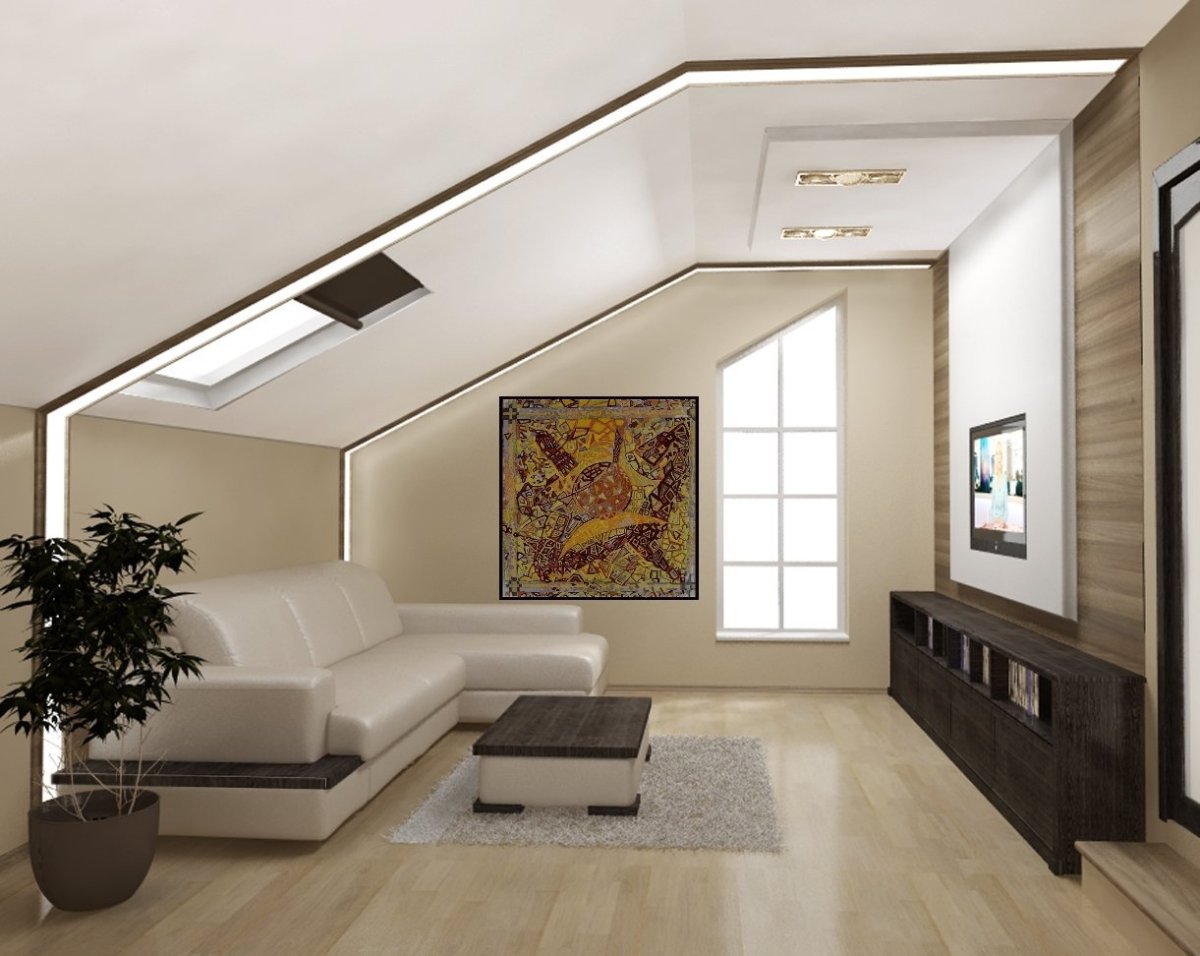 Модные потолки в мансарде