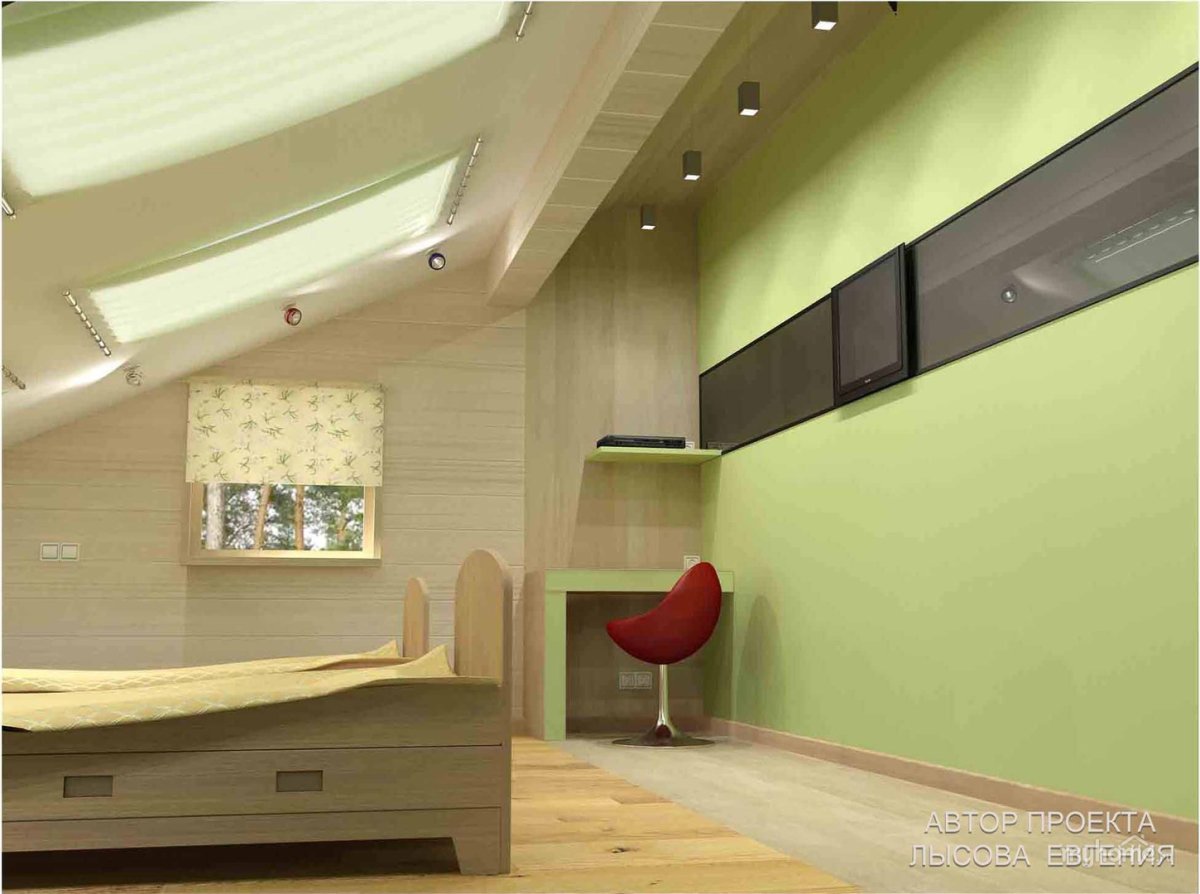 Спальня с мансардной крышей