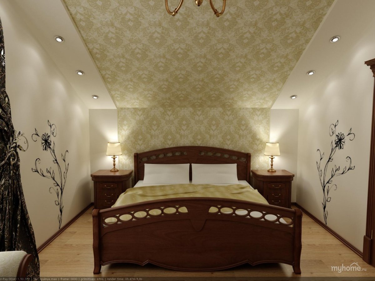 Натяжные потолки мансарда спальня