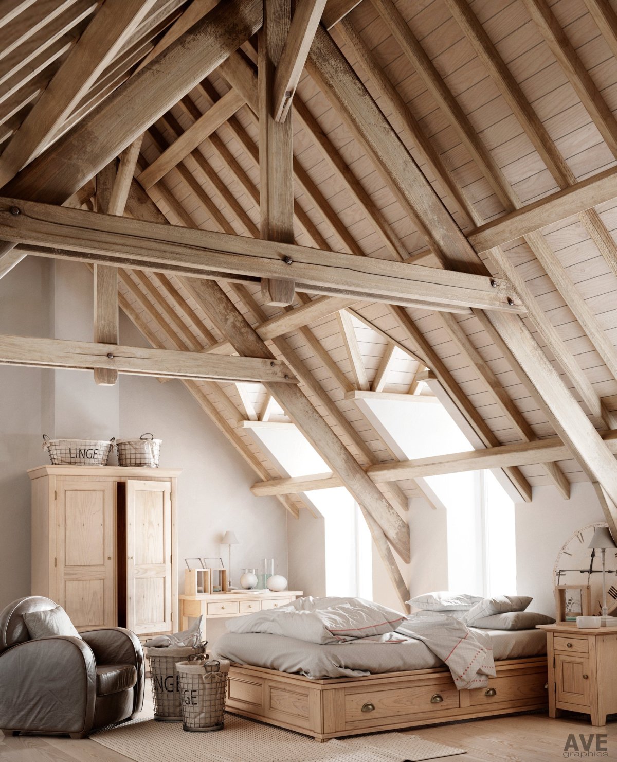 Балки в интерьере террасы