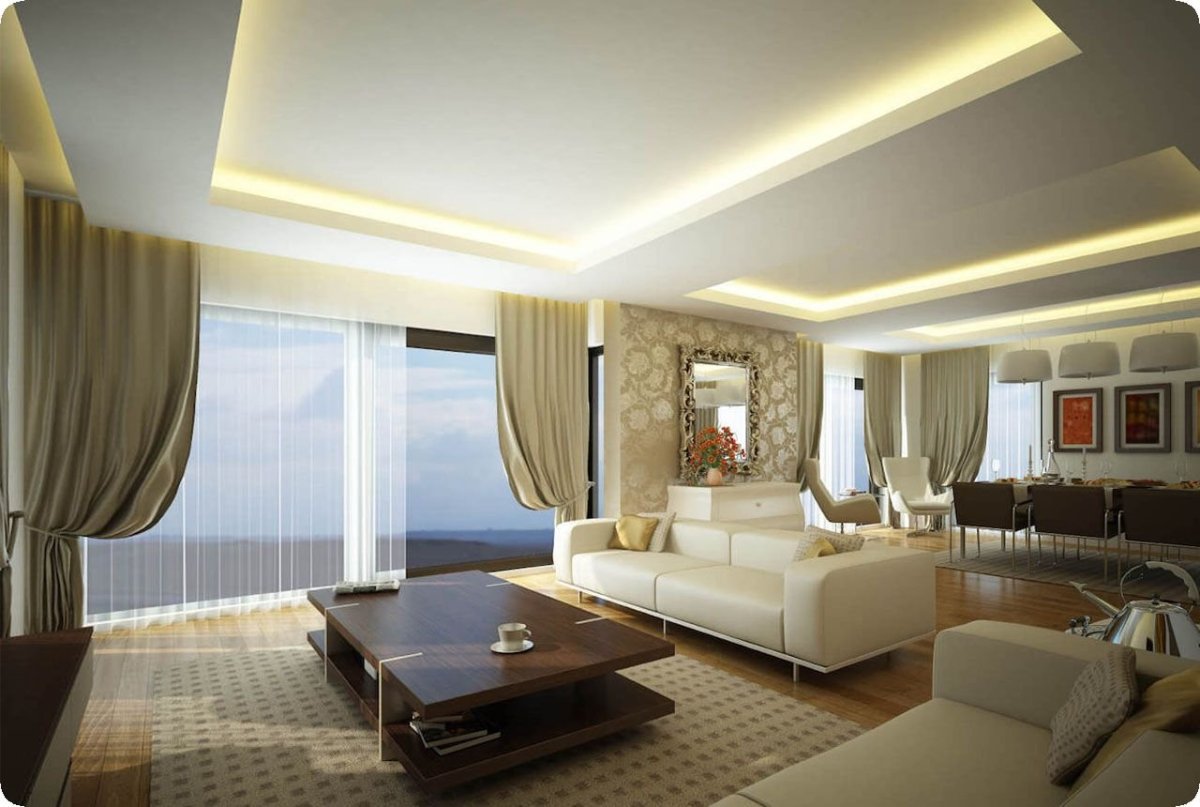 Стильные потолки в интерьере
