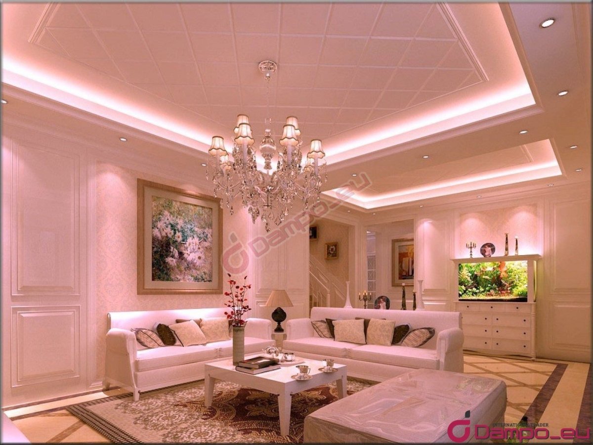 Потолок из гипсокартона для гостиной