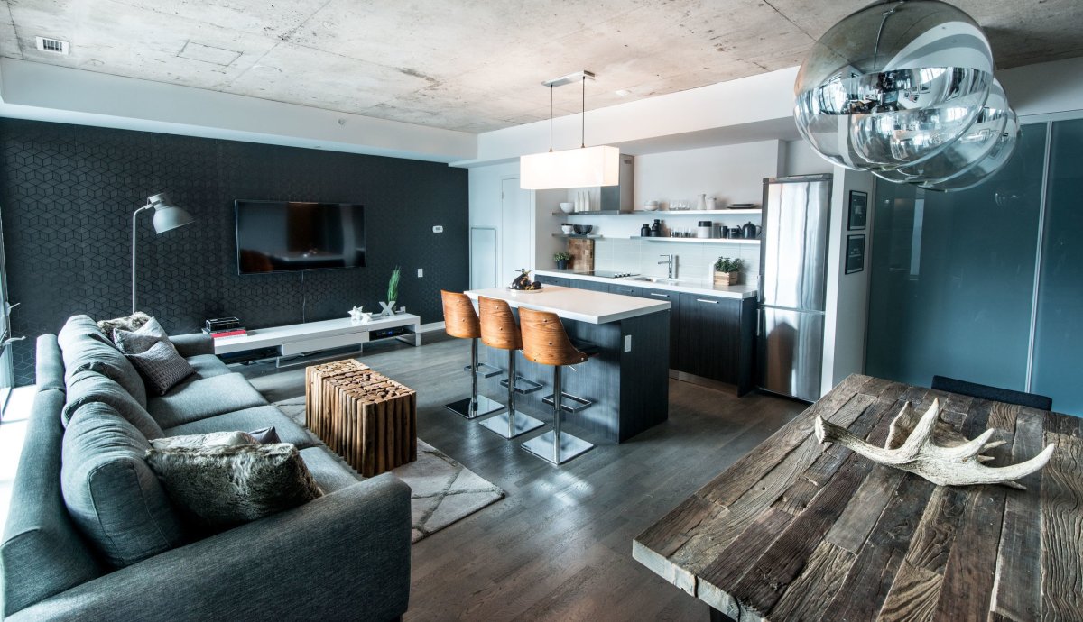 Бетонный потолок в интерьере