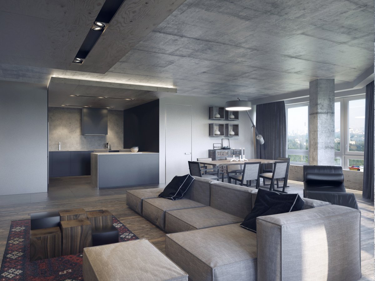 Шлифованный бетонный потолок