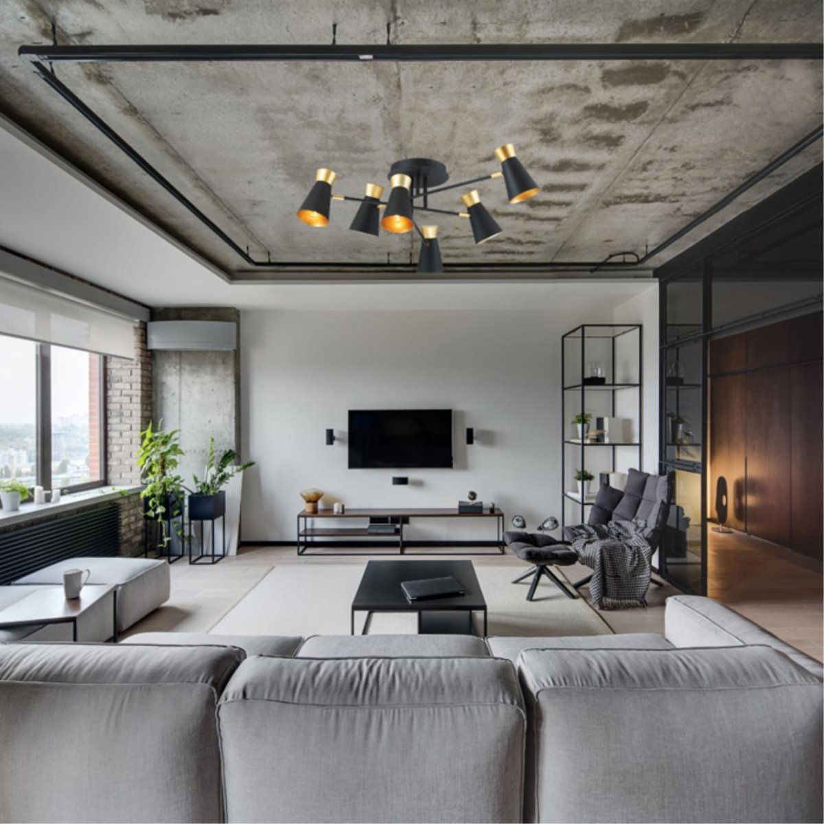 Бетонный потолок лофт