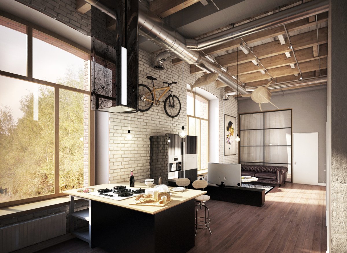 Натяжной потолок лофт