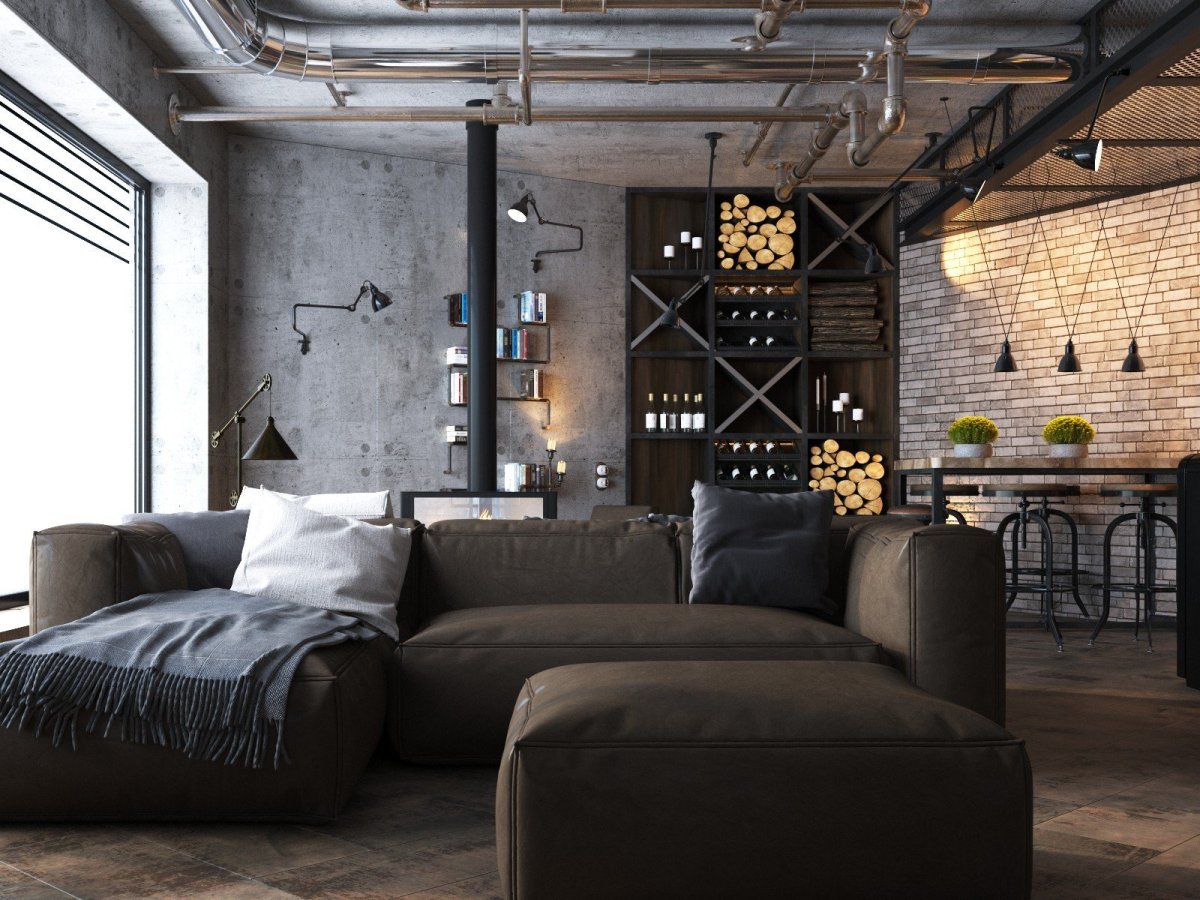 Натяжной потолок лофт