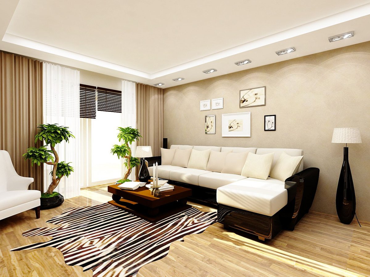 Гостиная с низким потолком