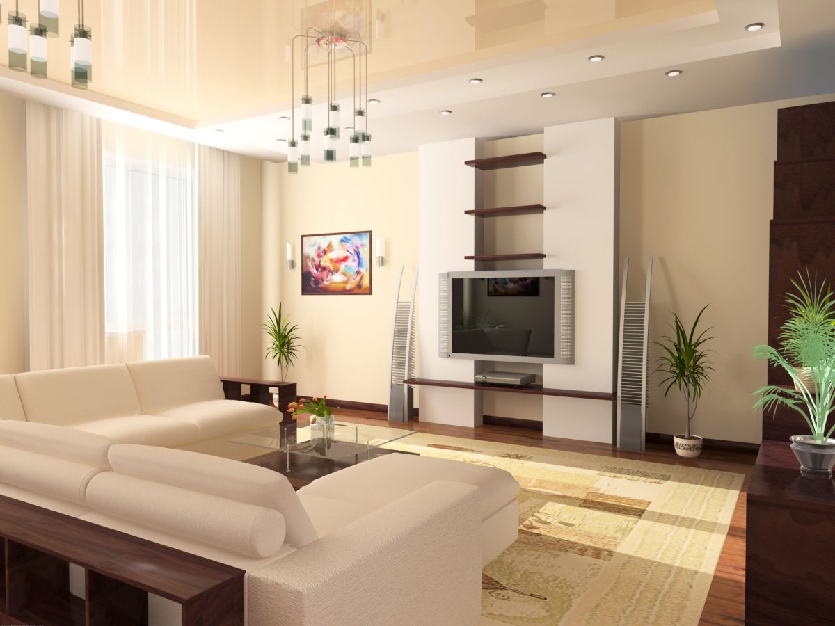 Гостиная с низким потолком