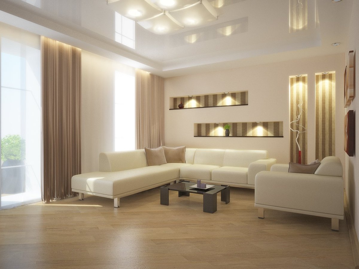 Стильный потолок в гостиной